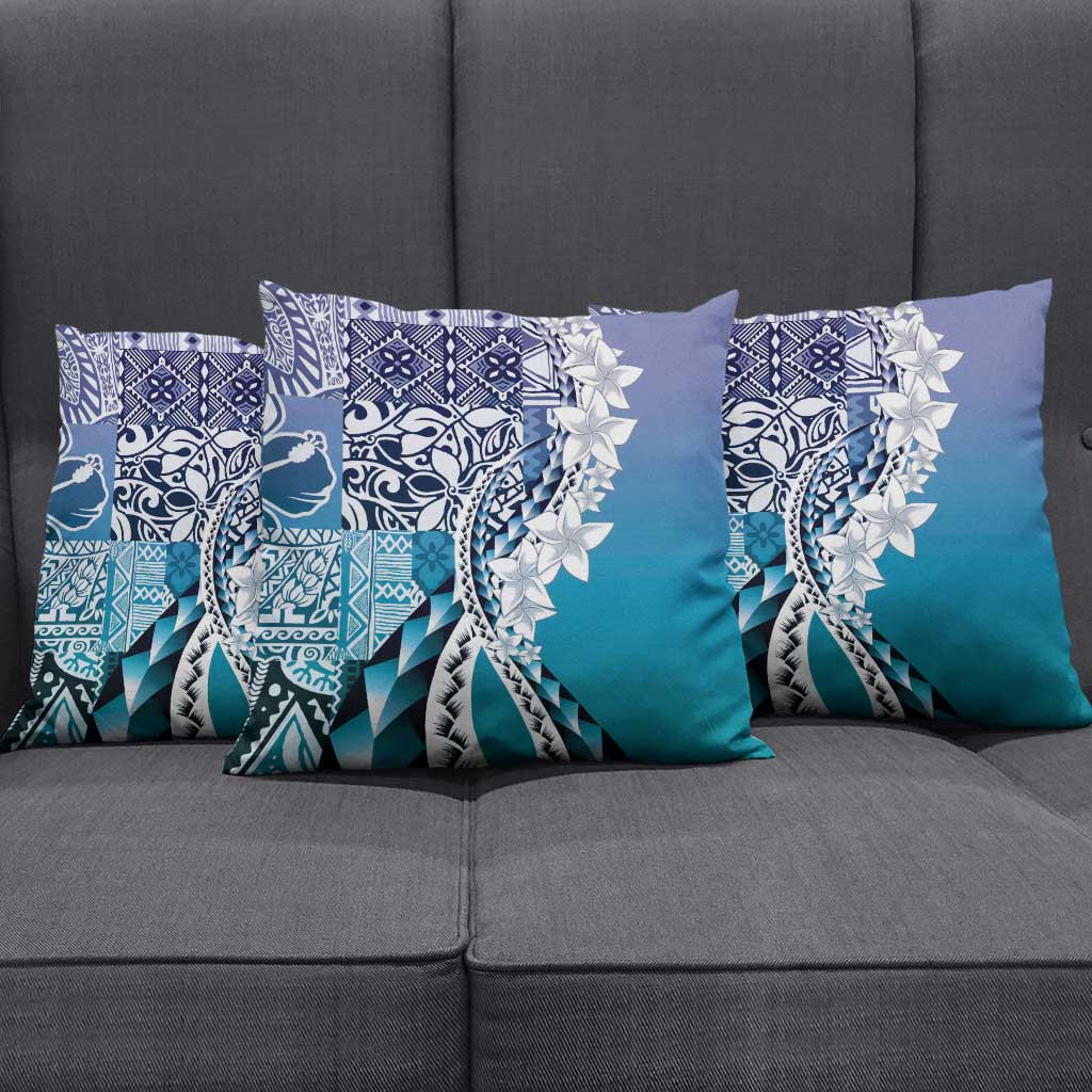 Aloha Vintage Plumeria Hawaiian Tapa Pattern Pillow Cover Blue Hawaiian Tapa Pattern LT9 - Polynesian Pride