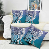 Aloha Vintage Plumeria Hawaiian Tapa Pattern Pillow Cover Blue Hawaiian Tapa Pattern LT9 - Polynesian Pride