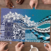 Aloha Vintage Plumeria Hawaiian Tapa Pattern Puzzle Blue Hawaiian Tapa Pattern LT9 - Polynesian Pride