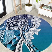 Aloha Vintage Plumeria Hawaiian Tapa Pattern Round Carpet Blue Hawaiian Tapa Pattern LT9 Blue - Polynesian Pride