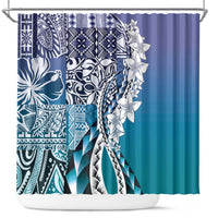 Aloha Vintage Plumeria Hawaiian Tapa Pattern Shower Curtain Blue Hawaiian Tapa Pattern LT9 Blue - Polynesian Pride