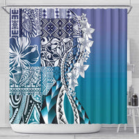 Aloha Vintage Plumeria Hawaiian Tapa Pattern Shower Curtain Blue Hawaiian Tapa Pattern LT9 - Polynesian Pride