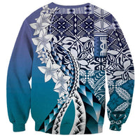 Aloha Vintage Plumeria Hawaiian Tapa Pattern Sweatshirt Blue Hawaiian Tapa Pattern LT9 - Polynesian Pride
