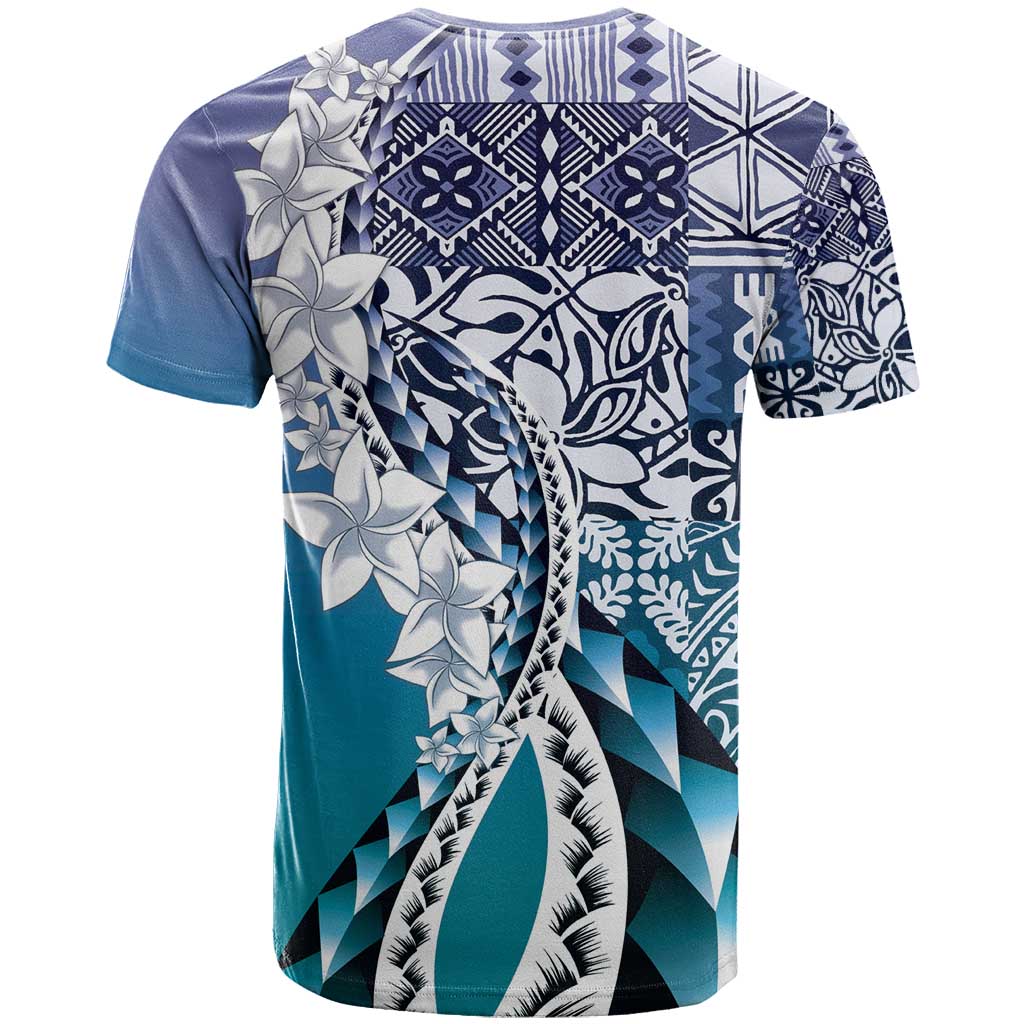 Aloha Vintage Plumeria Hawaiian Tapa Pattern T Shirt Blue Hawaiian Tapa Pattern LT9 - Polynesian Pride