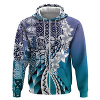Aloha Vintage Plumeria Hawaiian Tapa Pattern Zip Hoodie Blue Hawaiian Tapa Pattern LT9 Zip Hoodie Blue - Polynesian Pride