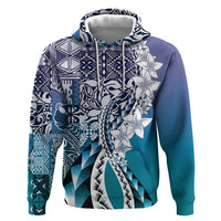 Aloha Vintage Plumeria Hawaiian Tapa Pattern Zip Hoodie Blue Hawaiian Tapa Pattern LT9 Pullover Hoodie Blue - Polynesian Pride