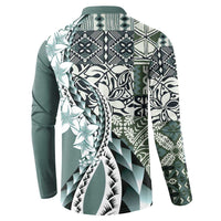 Aloha Vintage Plumeria Hawaiian Tapa Pattern Button Sweatshirt Dark Turquoise Hawaiian Tapa Pattern LT9 - Polynesian Pride