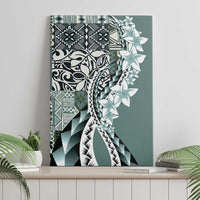 Aloha Vintage Plumeria Hawaiian Tapa Pattern Canvas Wall Art Dark Turquoise Hawaiian Tapa Pattern LT9 - Polynesian Pride