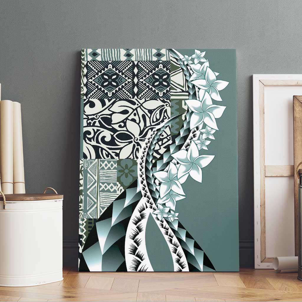 Aloha Vintage Plumeria Hawaiian Tapa Pattern Canvas Wall Art Dark Turquoise Hawaiian Tapa Pattern LT9 - Polynesian Pride