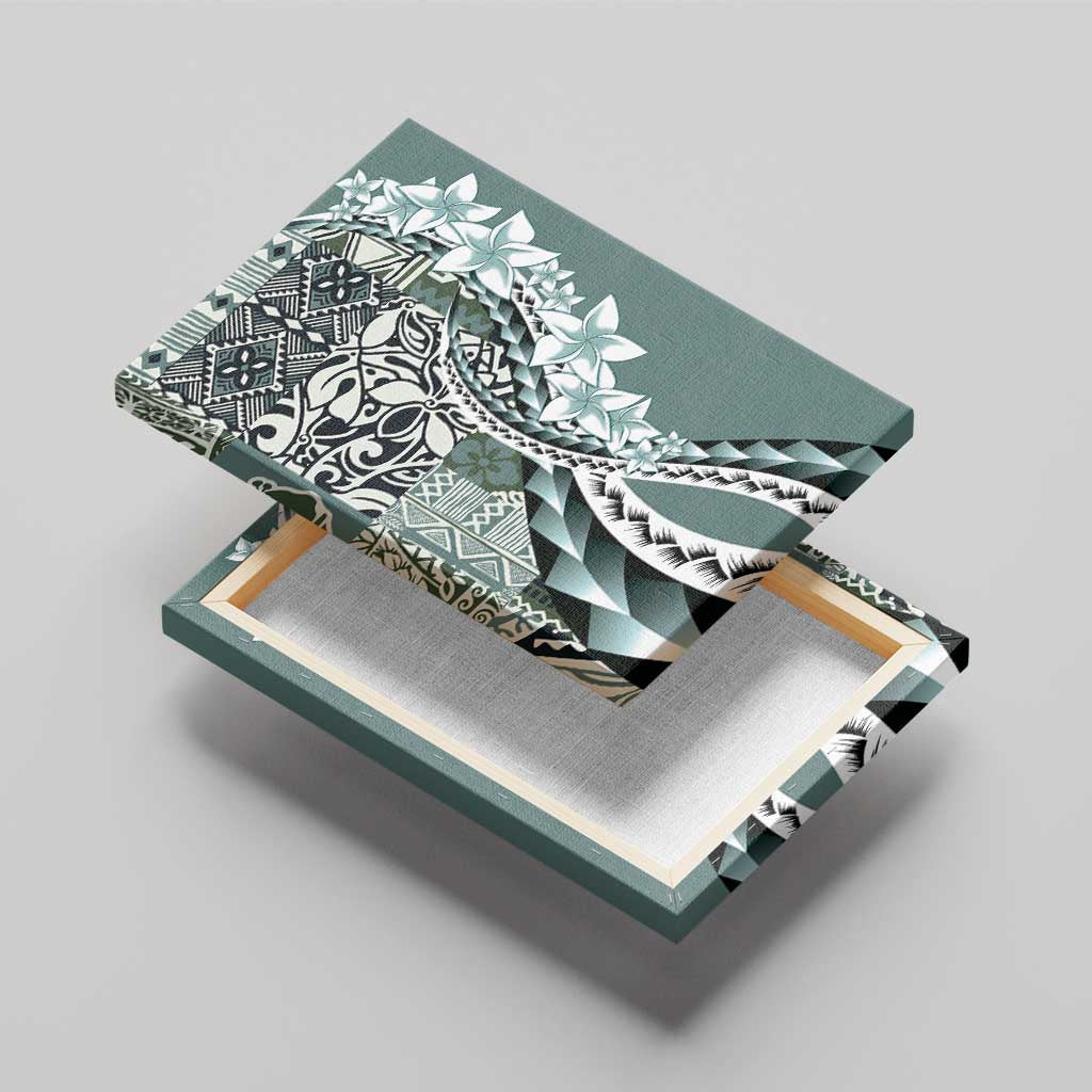 Aloha Vintage Plumeria Hawaiian Tapa Pattern Canvas Wall Art Dark Turquoise Hawaiian Tapa Pattern LT9 - Polynesian Pride