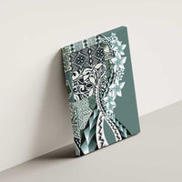 Aloha Vintage Plumeria Hawaiian Tapa Pattern Canvas Wall Art Dark Turquoise Hawaiian Tapa Pattern LT9 - Polynesian Pride