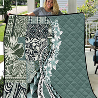 Aloha Vintage Plumeria Hawaiian Tapa Pattern Quilt Dark Turquoise Hawaiian Tapa Pattern LT9 Turquoise - Polynesian Pride