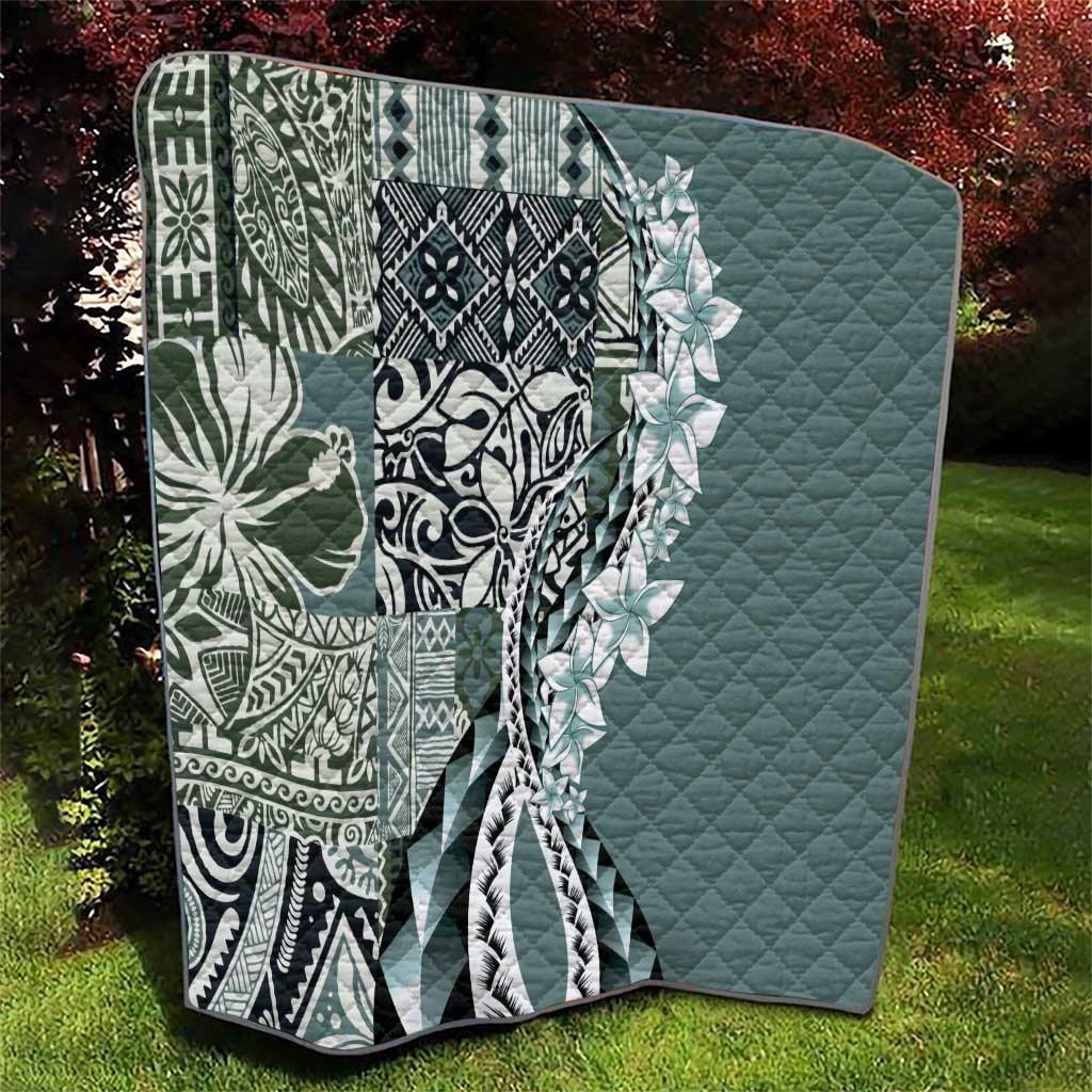 Aloha Vintage Plumeria Hawaiian Tapa Pattern Quilt Dark Turquoise Hawaiian Tapa Pattern LT9 - Polynesian Pride