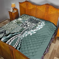 Aloha Vintage Plumeria Hawaiian Tapa Pattern Quilt Dark Turquoise Hawaiian Tapa Pattern LT9 - Polynesian Pride