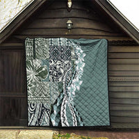 Aloha Vintage Plumeria Hawaiian Tapa Pattern Quilt Dark Turquoise Hawaiian Tapa Pattern LT9 - Polynesian Pride