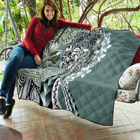 Aloha Vintage Plumeria Hawaiian Tapa Pattern Quilt Dark Turquoise Hawaiian Tapa Pattern LT9 - Polynesian Pride