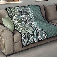 Aloha Vintage Plumeria Hawaiian Tapa Pattern Quilt Dark Turquoise Hawaiian Tapa Pattern LT9 - Polynesian Pride