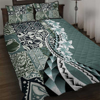 Aloha Vintage Plumeria Hawaiian Tapa Pattern Quilt Bed Set Dark Turquoise Hawaiian Tapa Pattern LT9 Turquoise - Polynesian Pride