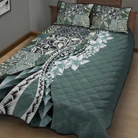 Aloha Vintage Plumeria Hawaiian Tapa Pattern Quilt Bed Set Dark Turquoise Hawaiian Tapa Pattern LT9 - Polynesian Pride