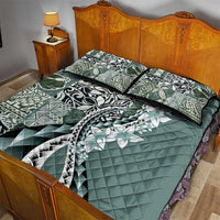 Aloha Vintage Plumeria Hawaiian Tapa Pattern Quilt Bed Set Dark Turquoise Hawaiian Tapa Pattern LT9 - Polynesian Pride