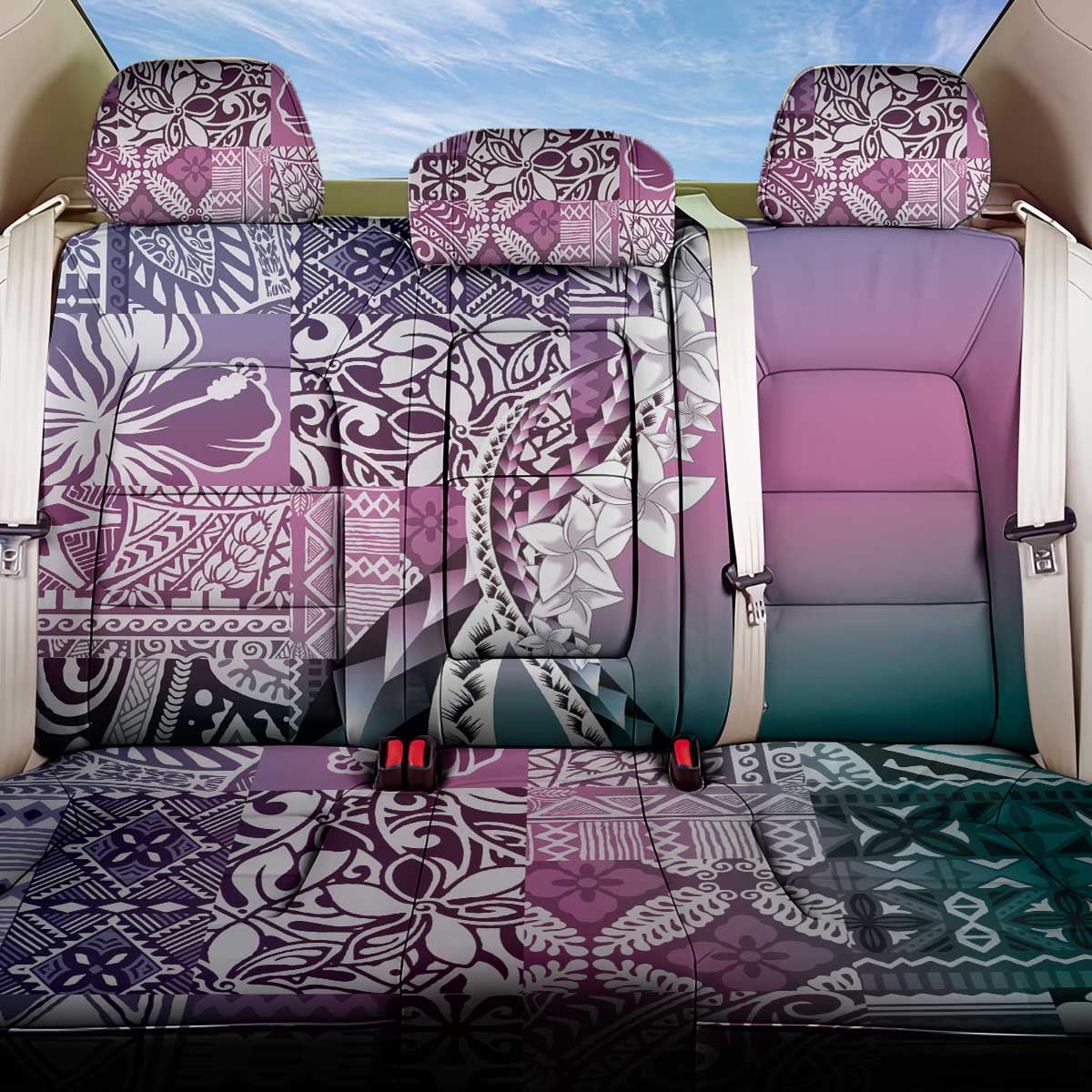 Aloha Vintage Plumeria Hawaiian Tapa Pattern Back Car Seat Cover Gradient Hawaiian Tapa Pattern LT9 One Size Gradient - Polynesian Pride