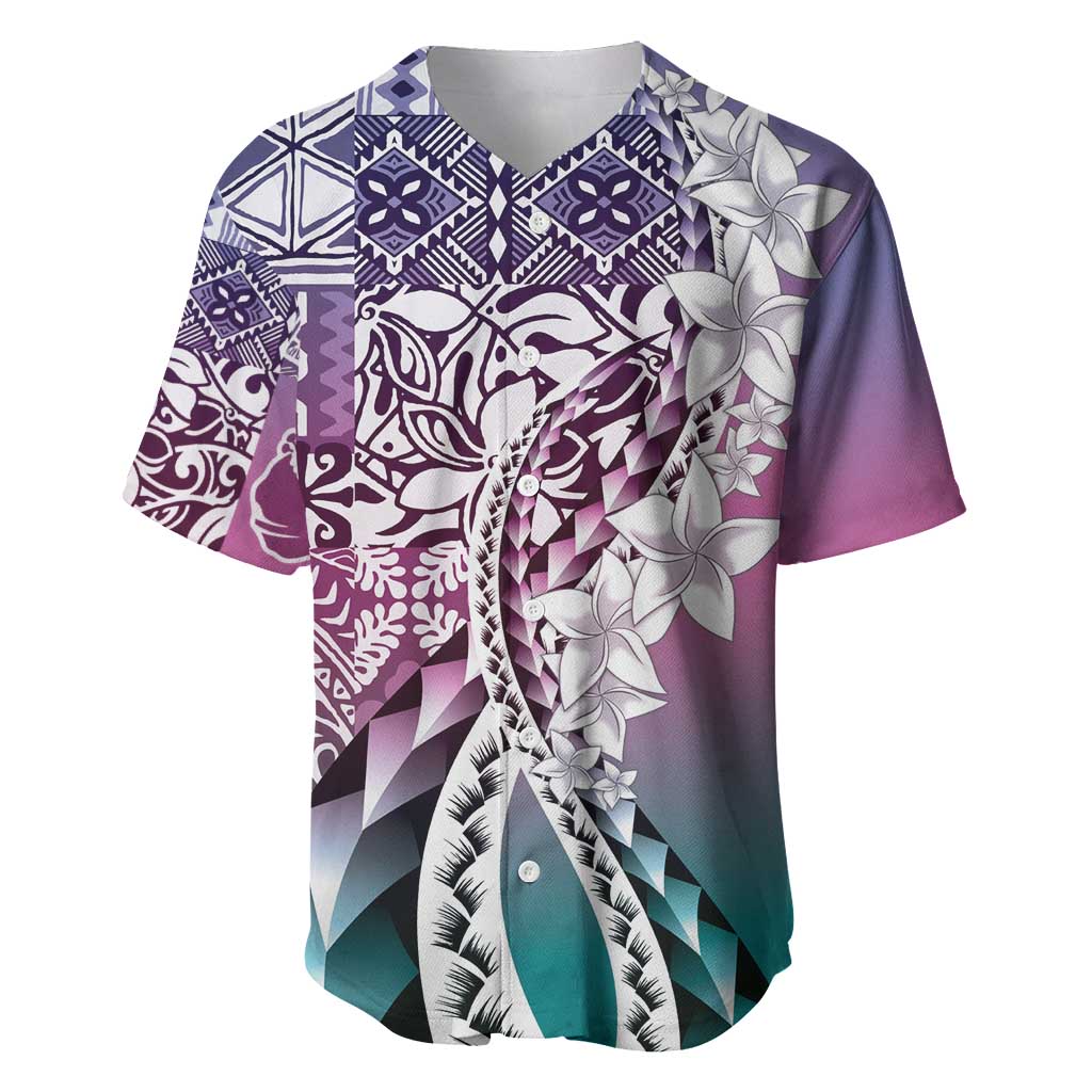 Aloha Vintage Plumeria Hawaiian Tapa Pattern Baseball Jersey Gradient Hawaiian Tapa Pattern LT9 Gradient - Polynesian Pride