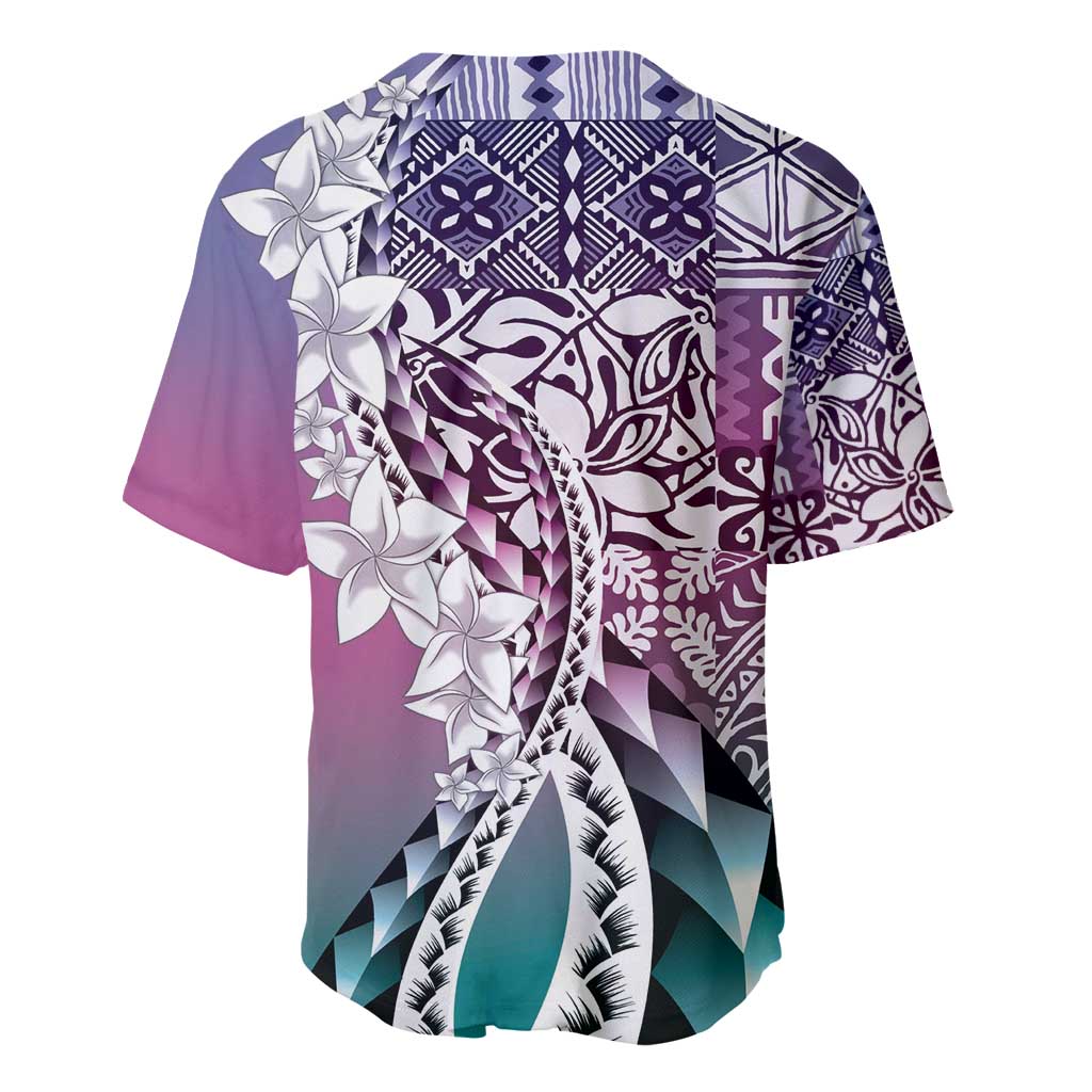 Aloha Vintage Plumeria Hawaiian Tapa Pattern Baseball Jersey Gradient Hawaiian Tapa Pattern LT9 - Polynesian Pride