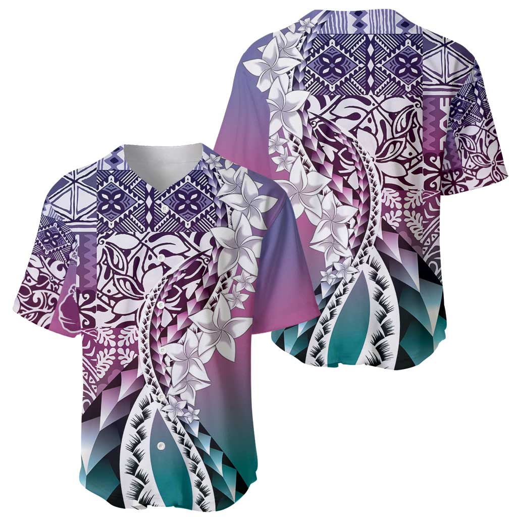 Aloha Vintage Plumeria Hawaiian Tapa Pattern Baseball Jersey Gradient Hawaiian Tapa Pattern LT9 - Polynesian Pride