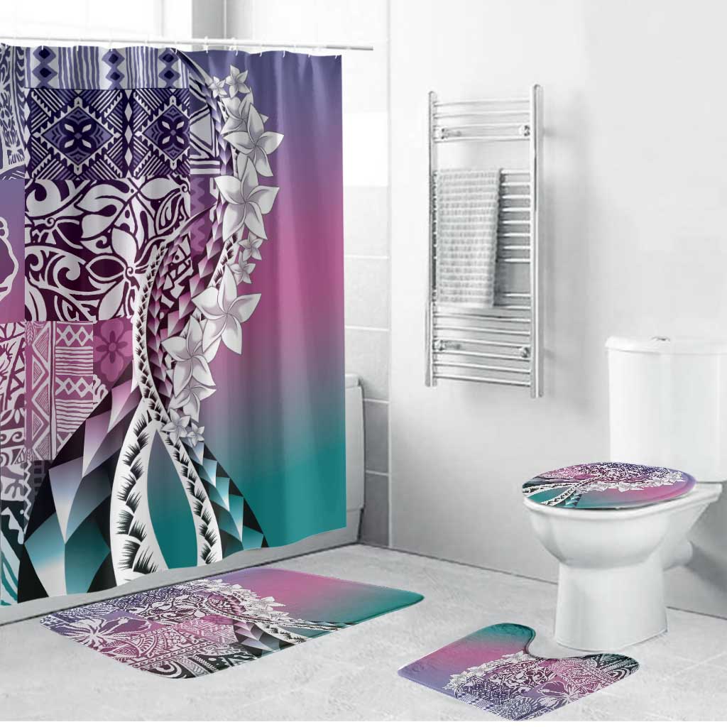 Aloha Vintage Plumeria Hawaiian Tapa Pattern Bathroom Set Gradient Hawaiian Tapa Pattern LT9 Bathroom Set (4 pcs) Gradient - Polynesian Pride