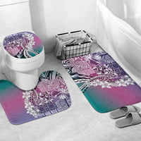 Aloha Vintage Plumeria Hawaiian Tapa Pattern Bathroom Set Gradient Hawaiian Tapa Pattern LT9 Mat Set Only (3 pcs) One Size Gradient - Polynesian Pride