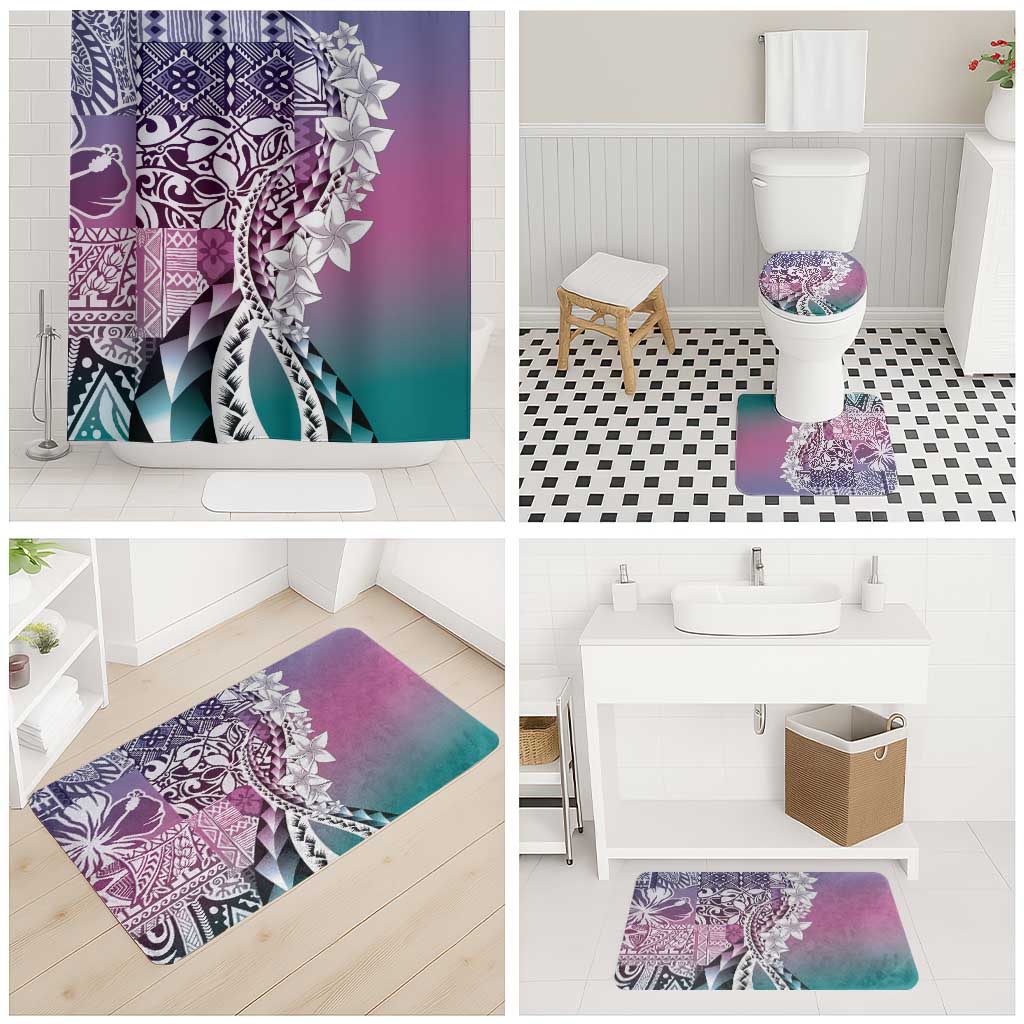 Aloha Vintage Plumeria Hawaiian Tapa Pattern Bathroom Set Gradient Hawaiian Tapa Pattern LT9 - Polynesian Pride