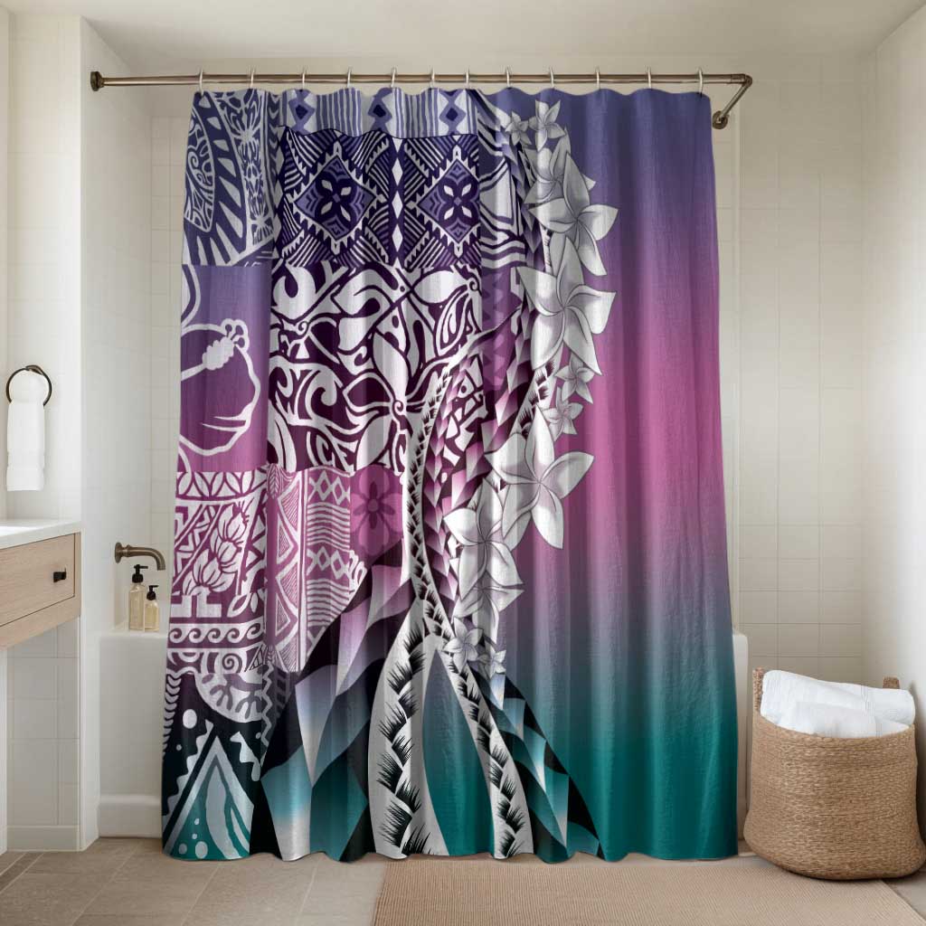 Aloha Vintage Plumeria Hawaiian Tapa Pattern Bathroom Set Gradient Hawaiian Tapa Pattern LT9 Shower Curtain Only Gradient - Polynesian Pride