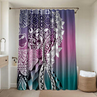 Aloha Vintage Plumeria Hawaiian Tapa Pattern Bathroom Set Gradient Hawaiian Tapa Pattern LT9 Shower Curtain Only Gradient - Polynesian Pride