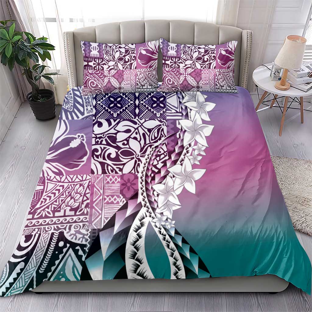 Aloha Vintage Plumeria Hawaiian Tapa Pattern Bedding Set Gradient Hawaiian Tapa Pattern LT9 - Polynesian Pride