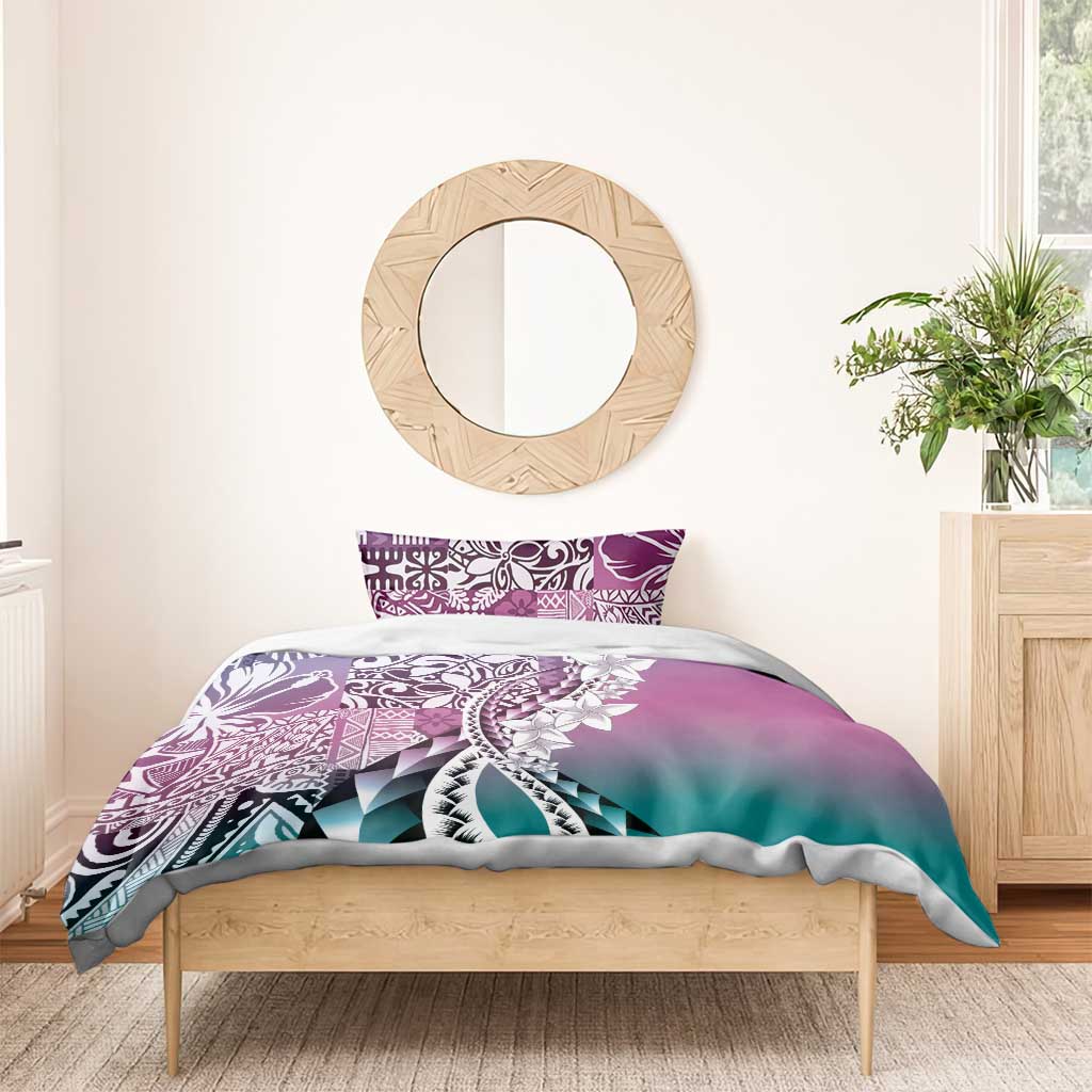 Aloha Vintage Plumeria Hawaiian Tapa Pattern Bedding Set Gradient Hawaiian Tapa Pattern LT9 - Polynesian Pride