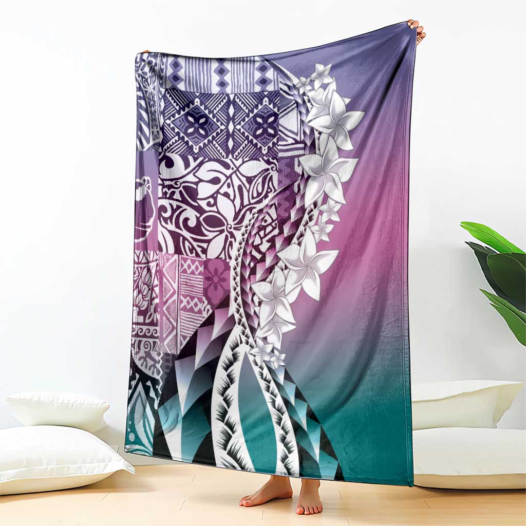 Aloha Vintage Plumeria Hawaiian Tapa Pattern Blanket Gradient Hawaiian Tapa Pattern LT9 - Polynesian Pride