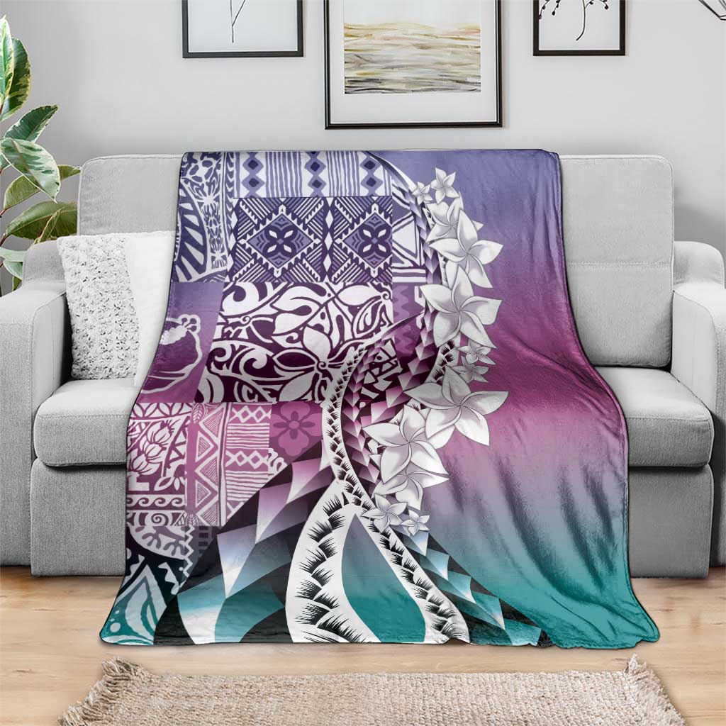 Aloha Vintage Plumeria Hawaiian Tapa Pattern Blanket Gradient Hawaiian Tapa Pattern LT9 - Polynesian Pride