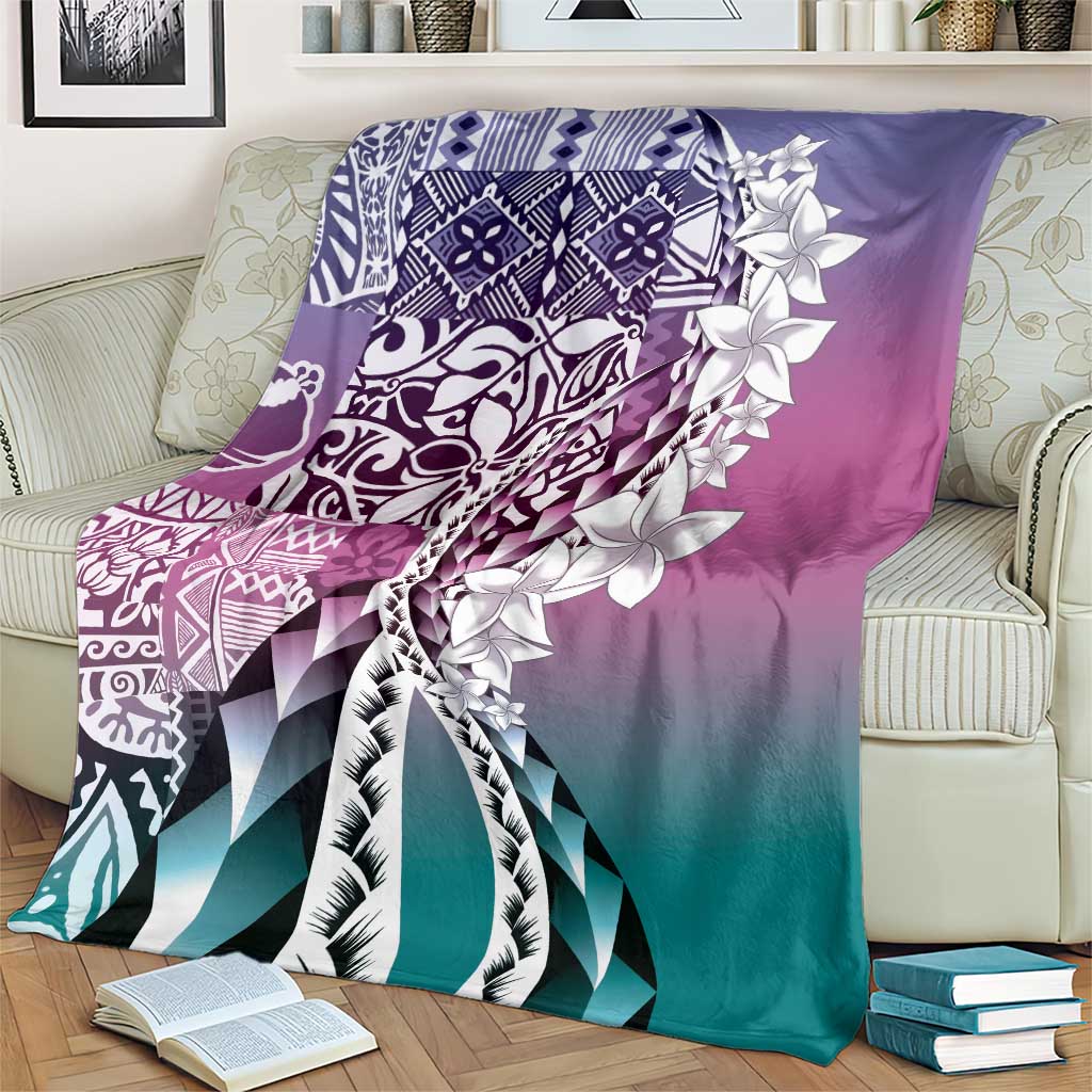 Aloha Vintage Plumeria Hawaiian Tapa Pattern Blanket Gradient Hawaiian Tapa Pattern LT9 - Polynesian Pride
