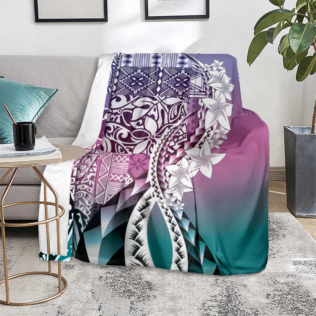 Aloha Vintage Plumeria Hawaiian Tapa Pattern Blanket Gradient Hawaiian Tapa Pattern LT9 - Polynesian Pride