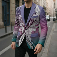 Aloha Vintage Plumeria Hawaiian Tapa Pattern Blazer Gradient Hawaiian Tapa Pattern LT9 - Polynesian Pride