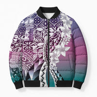 Aloha Vintage Plumeria Hawaiian Tapa Pattern Bomber Puffer Jacket Gradient Hawaiian Tapa Pattern LT9 Unisex Gradient - Polynesian Pride