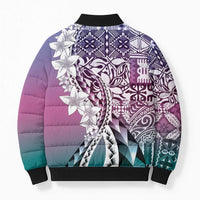 Aloha Vintage Plumeria Hawaiian Tapa Pattern Bomber Puffer Jacket Gradient Hawaiian Tapa Pattern LT9 - Polynesian Pride