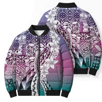 Aloha Vintage Plumeria Hawaiian Tapa Pattern Bomber Puffer Jacket Gradient Hawaiian Tapa Pattern LT9 - Polynesian Pride