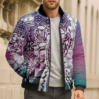 Aloha Vintage Plumeria Hawaiian Tapa Pattern Bomber Puffer Jacket Gradient Hawaiian Tapa Pattern LT9 - Polynesian Pride