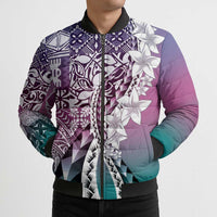 Aloha Vintage Plumeria Hawaiian Tapa Pattern Bomber Puffer Jacket Gradient Hawaiian Tapa Pattern LT9 - Polynesian Pride
