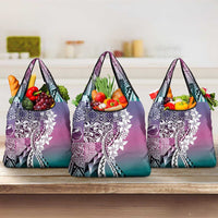 Aloha Vintage Plumeria Hawaiian Tapa Pattern Grocery Bag Gradient Hawaiian Tapa Pattern LT9 3-pack One Size Gradient - Polynesian Pride