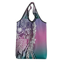 Aloha Vintage Plumeria Hawaiian Tapa Pattern Grocery Bag Gradient Hawaiian Tapa Pattern LT9 - Polynesian Pride