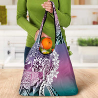 Aloha Vintage Plumeria Hawaiian Tapa Pattern Grocery Bag Gradient Hawaiian Tapa Pattern LT9 - Polynesian Pride