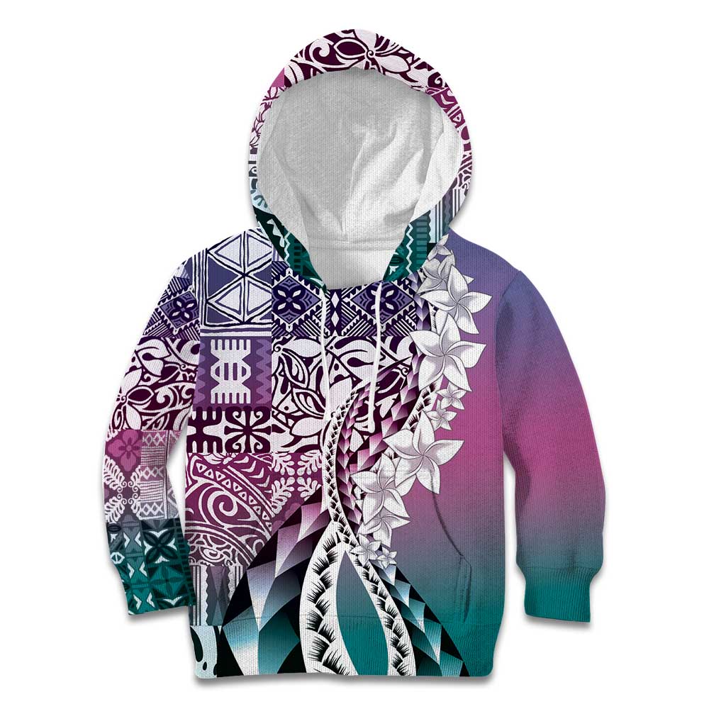 Aloha Vintage Plumeria Hawaiian Tapa Pattern Kid Hoodie Gradient Hawaiian Tapa Pattern LT9 Hoodie Gradient - Polynesian Pride