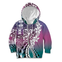 Aloha Vintage Plumeria Hawaiian Tapa Pattern Kid Hoodie Gradient Hawaiian Tapa Pattern LT9 Hoodie Gradient - Polynesian Pride